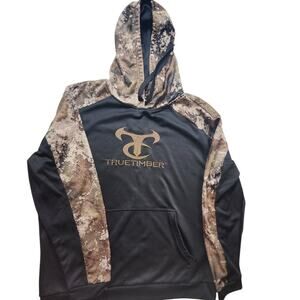True Timber Hoodie Mens Large Camo Drawstring Hunting Hiking Woodland Gorpcore